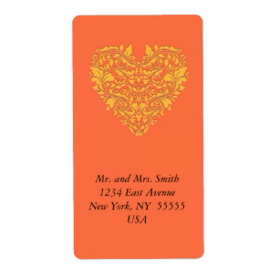 HeartyParty Orange and Yellow Damask Herz