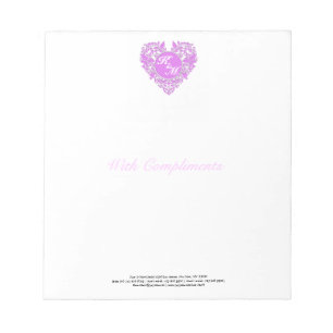 HeartyParty Pink And White Damask Heart Notizblock