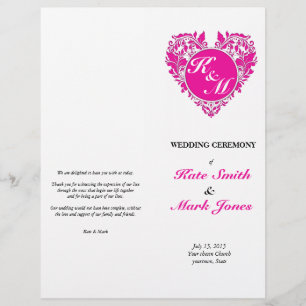 HeartyParty Pink Magenta & White Damask Herz