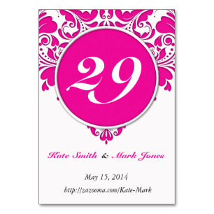 HeartyParty Pink Magenta & White Damask Herz Tischnummer