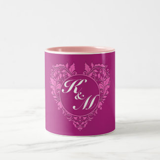 HeartyParty - Rosa und Kirsche Damaskus Herz Zweifarbige Tasse