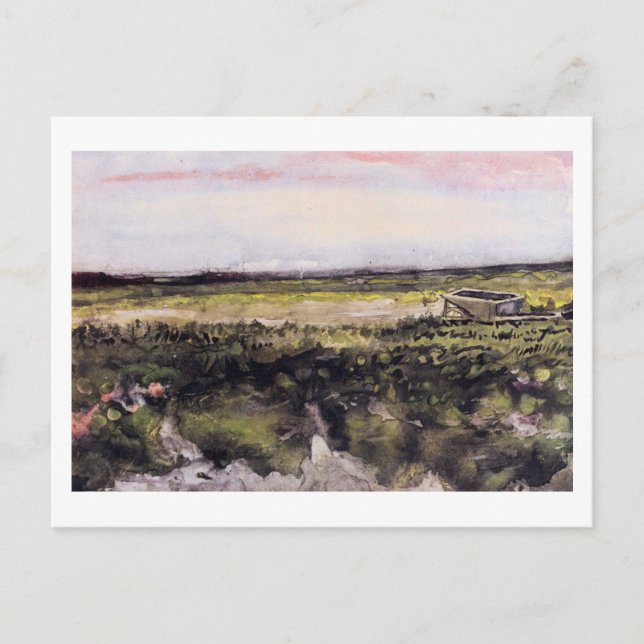 Heath with a Wheelbarrow, Vincent van Gogh Postkarte (Vorderseite)