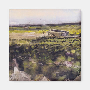 Heath with Wheelbarrow by Vincent van Gogh Magnet