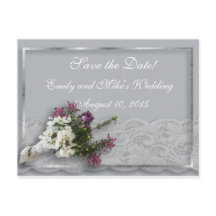 Heather and Lace Save the Date Postcard