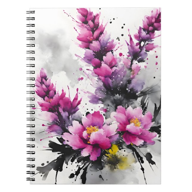 Heather - Aquarellblumen Notizblock (Vorderseite)