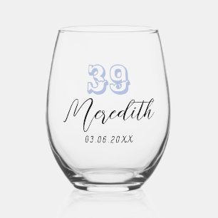 Heather Birthday Number Schwarzes Datum Weinglas Ohne Stiel