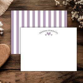 Heather Elegant Classic Hearts Striped Note Card Mitteilungskarte