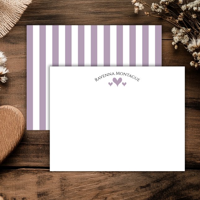 Heather Elegant Classic Hearts Striped Note Card Mitteilungskarte (Von Creator hochgeladen)
