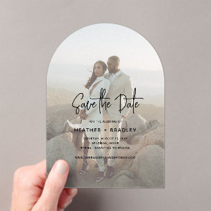 Heather Elegant Foto Moderne Hochzeit retten Datum Acryleinladungen