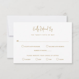 Heather Elegant Gold Minimal Moderne Hochzeit RSVP Karte