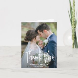 Heather Elegant Minimal Moderne Hochzeit Dankeskarte