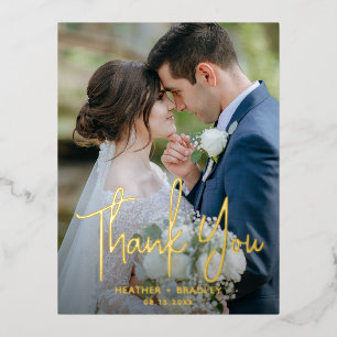 Heather Elegant Minimal Moderne Hochzeit Vielen Da Folie Einladungspostkarte