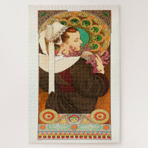 Heather from Coastal Cliffs by Alphonse Mucha Puzzle