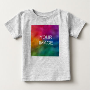 Heather Gray Custom Text Foto Fine Jersey Quality Baby T-shirt