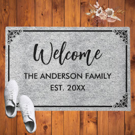 Heather | Modernes Monogramm - Familienname Willko Fußmatte