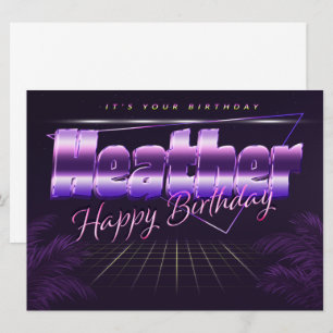 Heather Name Vorname lila retro Karte Geburtstag