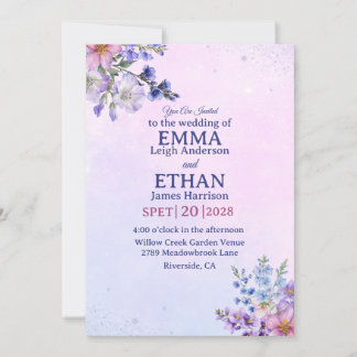 heather periwinkle plum lavender blue Wedding Einladung