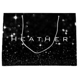 Heather Schwarz-weiß White Glitzer Gefallen Gift S Große Geschenktüte