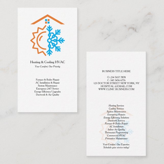 Heating Cooling Experts HVAC Visitenkarte (Vorne/Hinten)