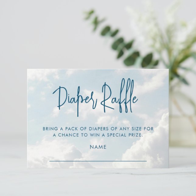 Heaven Baby Duschdusche Windeln Raffle Begleitkarte (Stehend Vorderseite)