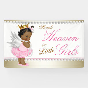 "Heaven for Little Girls Ethnic Baby Shower" Banner