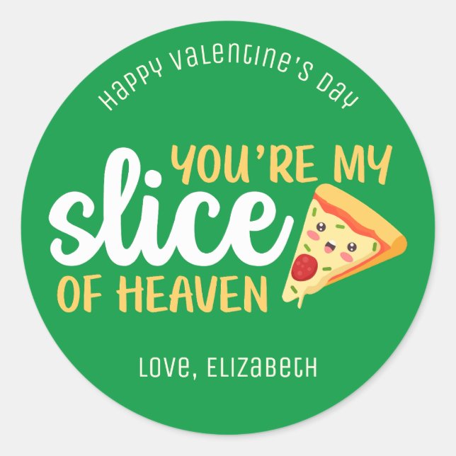 Heaven Funny Pizza Niedlich Valentinstag Runder Aufkleber (Vorderseite)