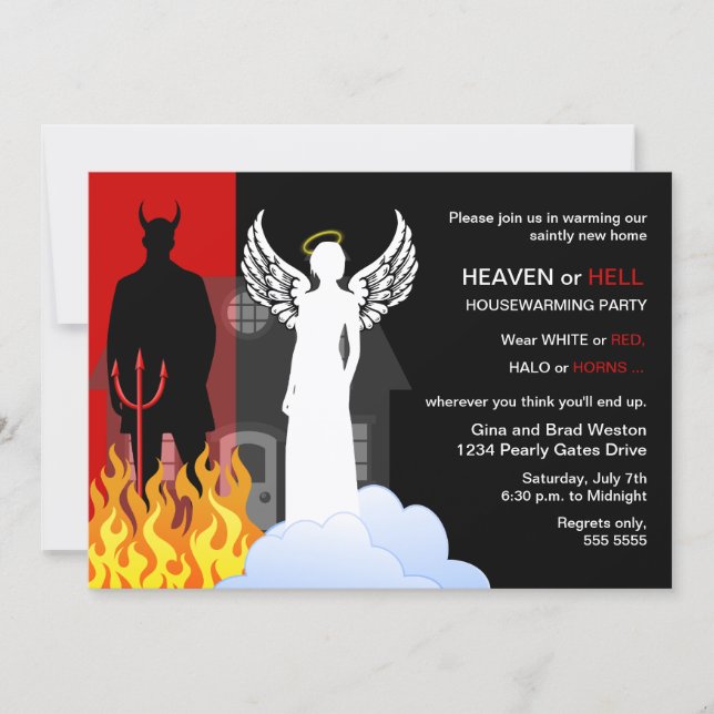 Heaven oder Hell Housewarming Party Einladung (Vorderseite)