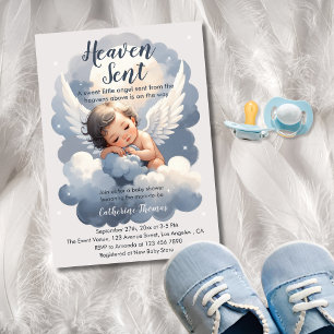Heaven schickte Angel Baby in Clouds Babydusche Einladung