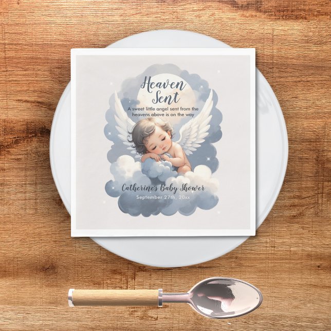 Heaven schickte Angel Baby in Clouds Babydusche Serviette (Von Creator hochgeladen)