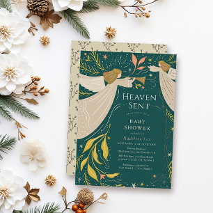 Heaven Sent Angels Navy Blue Baby Dusche Einladung