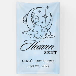 Heaven Sent Baby Dusche Blue Moon Stars Banner