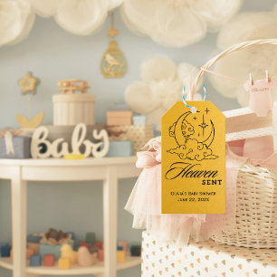 Heaven Sent Baby Dusche Gold Moon Stars Geschenkanhänger