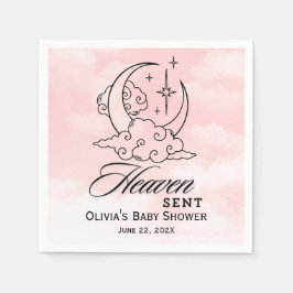 Heaven Sent Baby Dusche Rosa Moon Stars Serviette