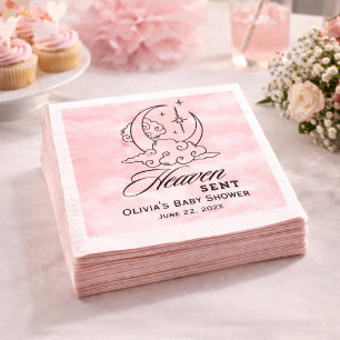 Heaven Sent Baby Dusche Rosa Moon Stars Serviette