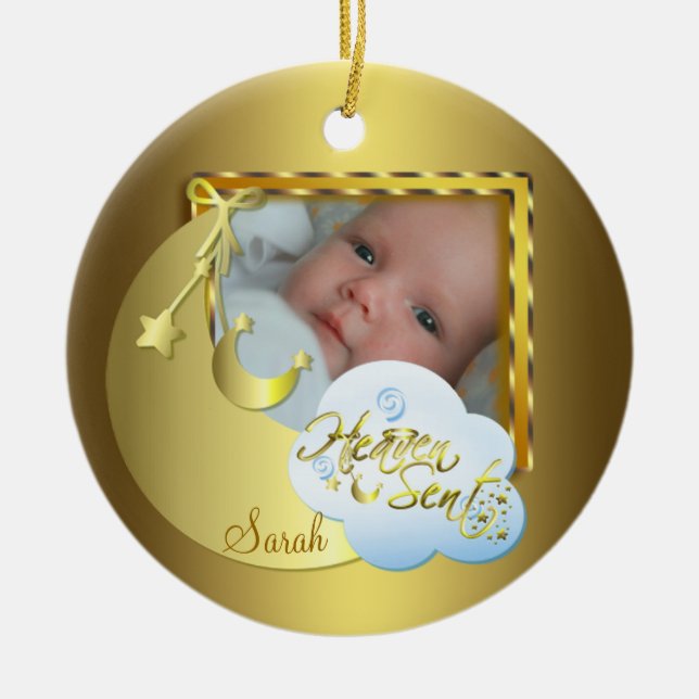 Heaven Sent Baby Foto Birth Ornament (Vorne)