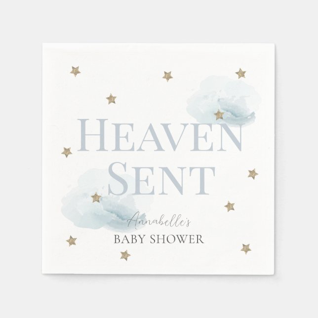 Heaven Sent Blue Boy Baby Dusche Serviette (Vorderseite)