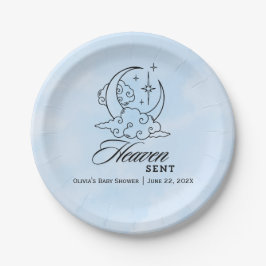 Heaven Sent Blue Moon Stars Babydusche Pappteller