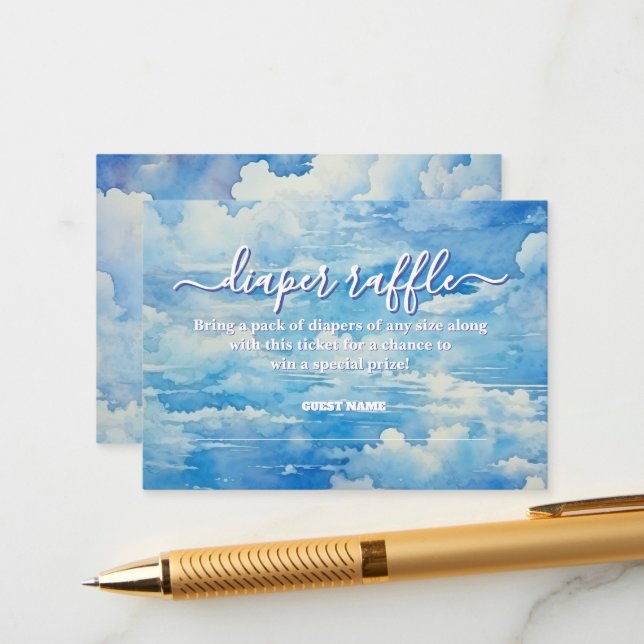 Heaven Sent Blue Sky Diaper Raffle Begleitkarte (Vorderseite/Rückseite Beispiel)
