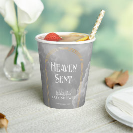 Heaven Sent Clouds Golden Neutral Baby Dusche Pappbecher