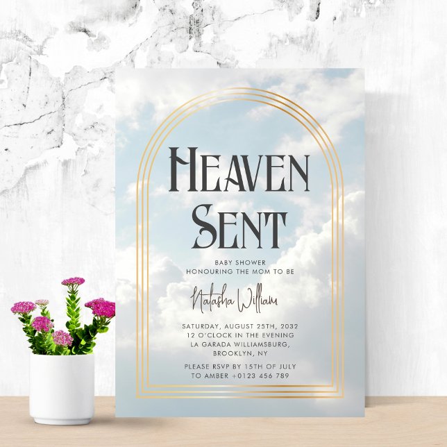 Heaven Sent Clouds Sky Neutral Baby Dusche Einladung (Von Creator hochgeladen)