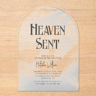 Heaven Sent Cloudy Baby Dusche Akryllische Einladu Acryleinladungen