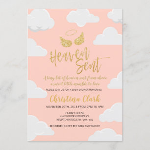 Heaven Sent Girl Baby Dusche Einladung