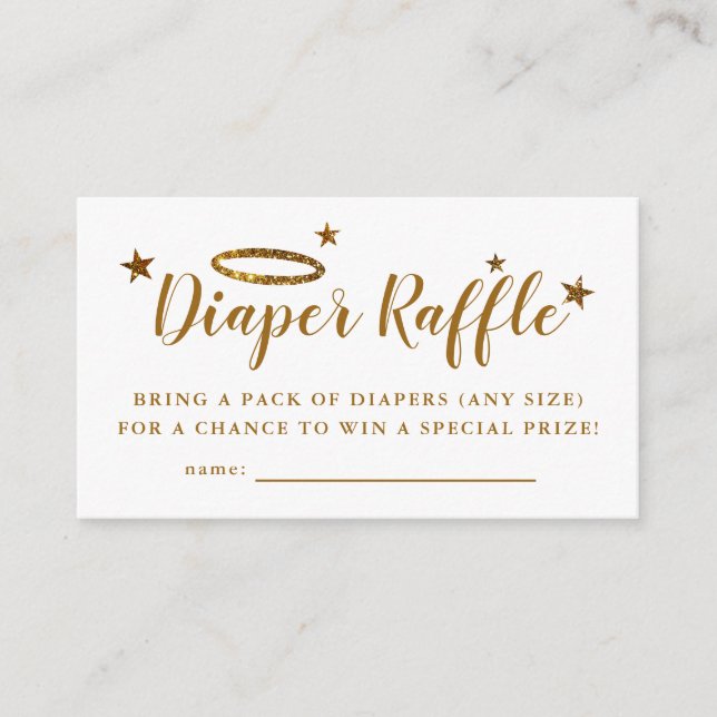 Heaven Sent Gold Baby Dusche Windeln Raffle Ticket Begleitkarte (Vorderseite)