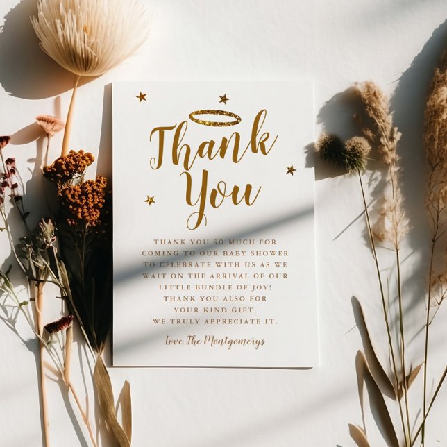 Heaven Sent Gold Halo Baby Showstars Dankeskarte (Von Creator hochgeladen)