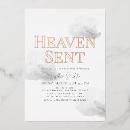 Heaven Sent Gray Cloud Gender-neutrale Baby-Dusche Folieneinladung