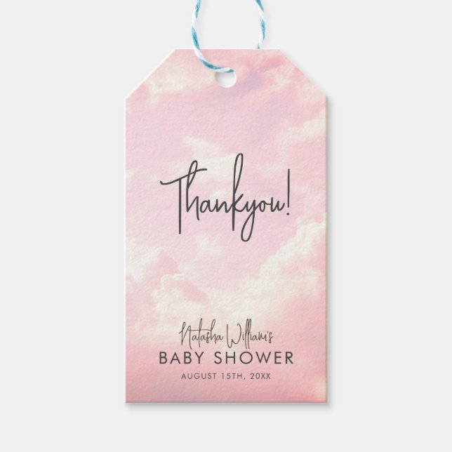 Heaven Sent Pastel Pink Clouds Kinderdusche Geschenkanhänger (Vorderseite)