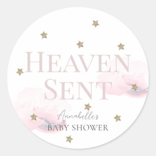 Heaven Sent Pink Cloud Girl Babydusche Runder Aufkleber
