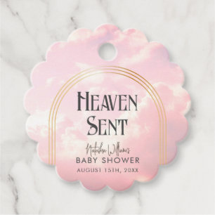 Heaven Sent Pink Clouds Sky Boho Arch Baby Dusche Geschenkanhänger