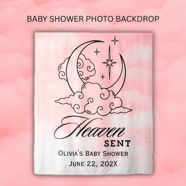 Heaven Sent Pink Moon Stars Kinderdusche Wandteppich (Heaven Sent Pink Moon Stars Baby Shower Tapestry)