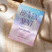 Heaven Sent Pink Sky Baby Dusche Einladung